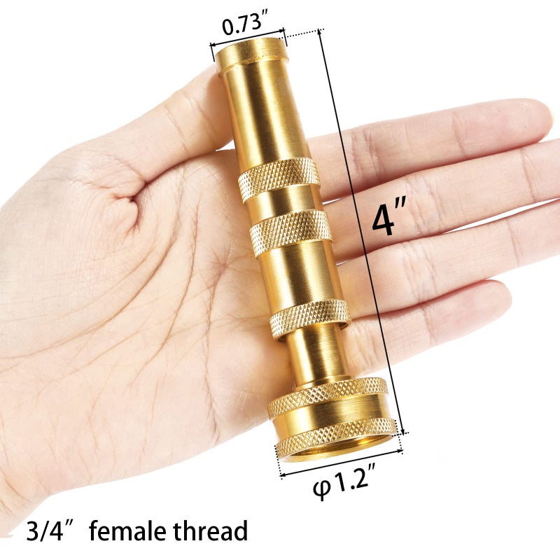 Sanpaint Heavy-Duty Brass Hose Nozzle, Adjustable Twist Hose Nozzle, Jet Sweeper Nozzle, Garden Sprayer - Image 2